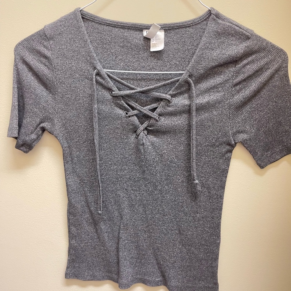 Gray Tie Shirt